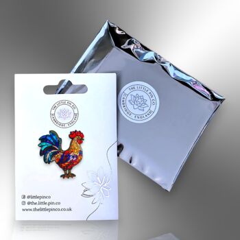 Rooster Colourful Cockerel Chicken Enamel Pin, 6 of 9