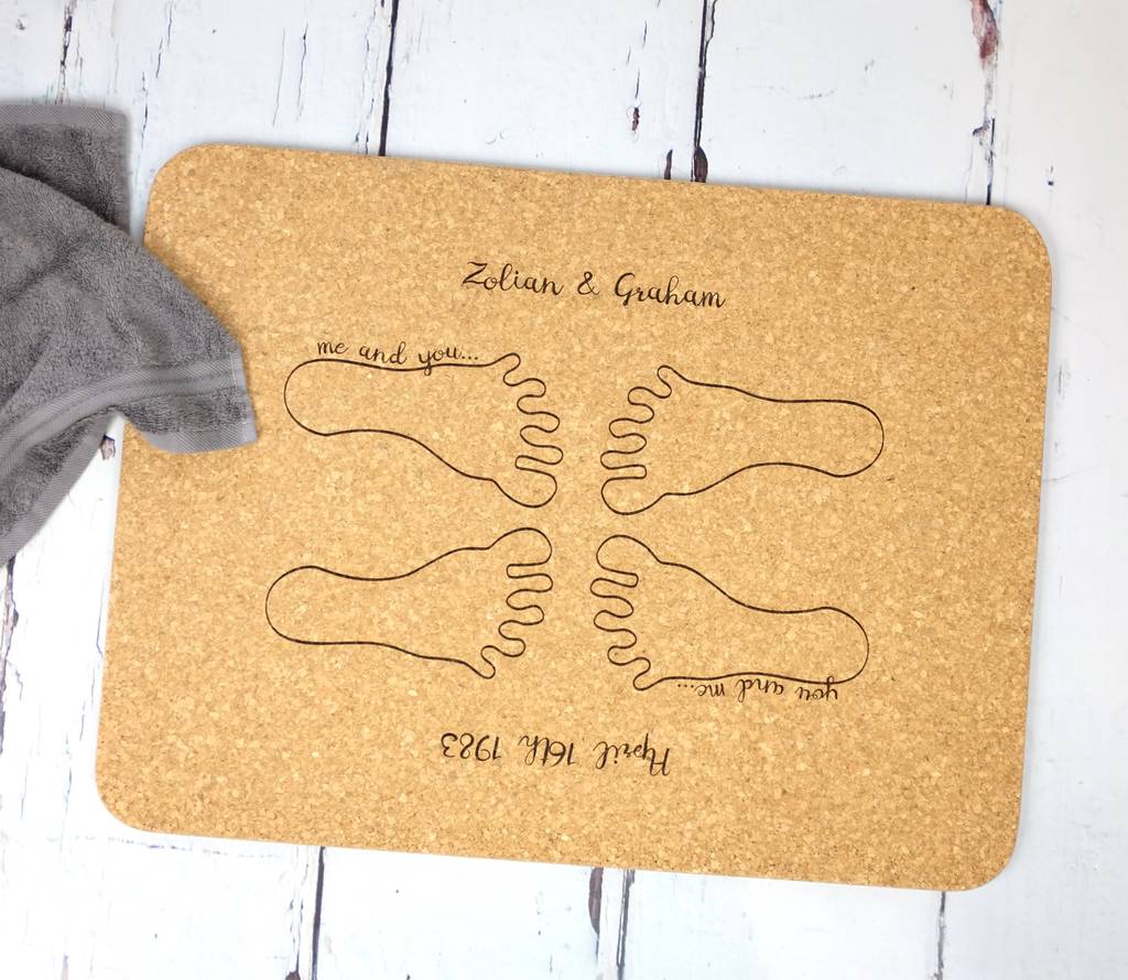 personalised cork bath mat by auntie mims