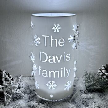 Personalised Family Name Christmas Snowflake LED Light, 2 of 7