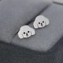 Poodle Puppy Stud Earrings In Sterling Silver, thumbnail 2 of 10