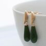 9ct Gold Deco Dropper Earrings With Nephrite, thumbnail 11 of 12