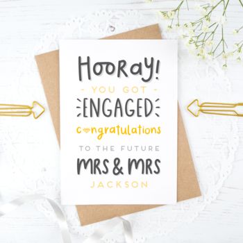 Personalised Mrs And Mrs Engagement Card, 4 of 10
