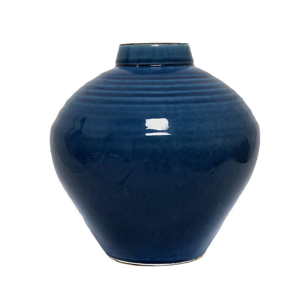 Large Round Ceramic Glazed Vase By Hunter & Co