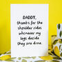 Personalised Funny “Shoulder Rides” Daddy/Mummy Card, thumbnail 1 of 7