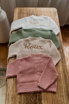 Three Piece Personalised Knitted Cardigan Baby Gift, 8 of 8