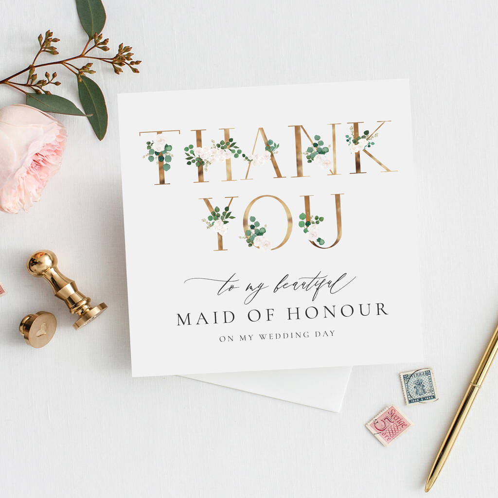 Floral Maid Of Honour Card | Thank You Card, 1 of 3