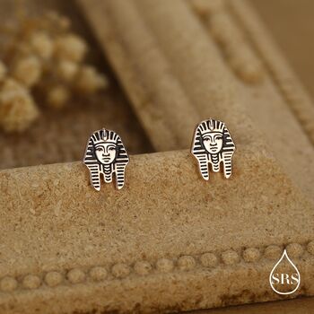 Sterling Silver Egyptian Pharaoh Stud Earrings, 3 of 12