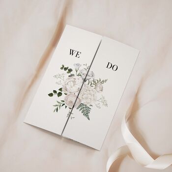 White Floral Gatefold Wedding Invitations, 2 of 5