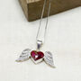 Sterling Silver Angel Wing And Real Flower Heart Necklace, thumbnail 1 of 5