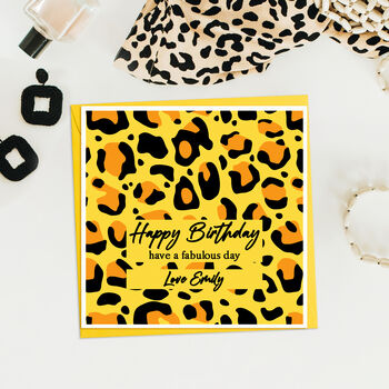 Personalised Birthday Leopard Pattern Card, 5 of 5