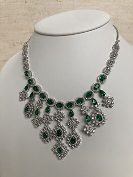 Emerald Green American Diamond Silver Set, 6 of 10