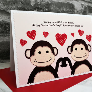 'Monkeys' Personalised Couple Valentines Card, 3 of 4