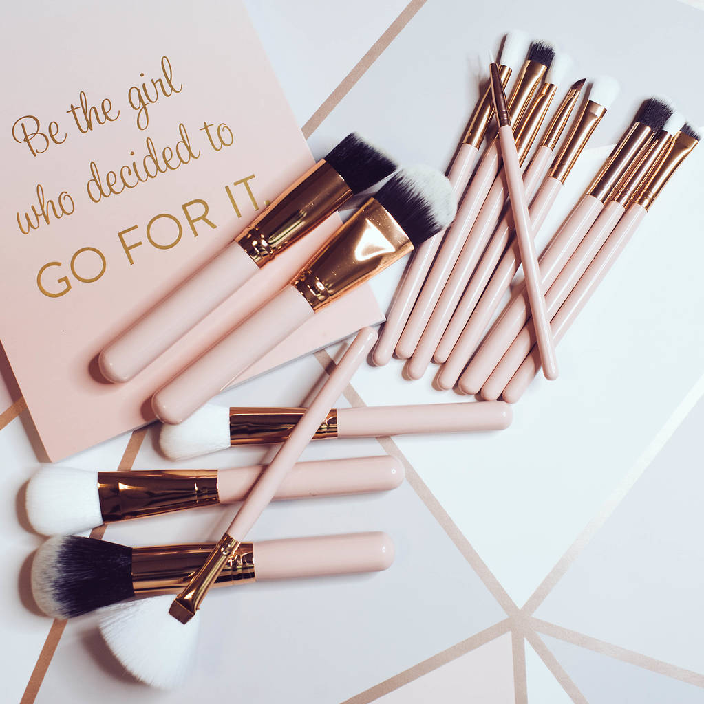 15pc Rose Gold Brush Set By BRUSH TRADER