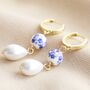 Blue Willow And Pearl Drop Earrings In Gold Plating, thumbnail 2 of 4