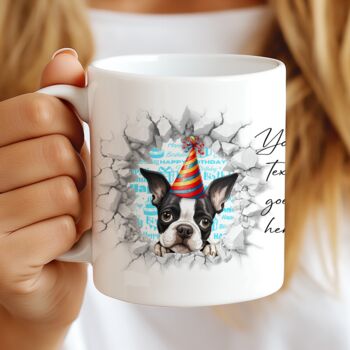 Personalised Boston Terrier Birthday Break Through Dog, 7 of 8