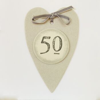 50th Heart Birthday Card Handmade, 3 of 3