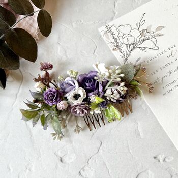 Purple And Lilac Flower Hair Comb, 2 of 8