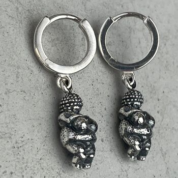 Silver Venus Of Willendorf Goddess Charm Huggies, 2 of 8