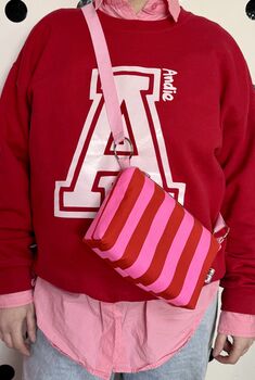 Boxy Pink And Red Stripey Crossbody Bag, 2 of 6