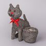 G Decor Friendly Grey Cat Fiber Planter, thumbnail 3 of 4