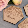 Place Setting Map Hexagonal Personalised Coasters, thumbnail 1 of 12