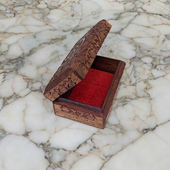 Floral Triquetra Carved Wooden Jewellery Box, 3 of 8