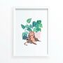 Pink Plant Cat Art Print, thumbnail 3 of 6