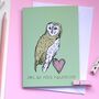 Woodland Owl Valentine's Card, thumbnail 1 of 3