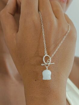 Silver White Jade Lily Of The Valley Toggle Necklace, 6 of 12