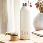 Personalised Cream Metal Water Bottle With Bamboo Top, thumbnail 1 of 3