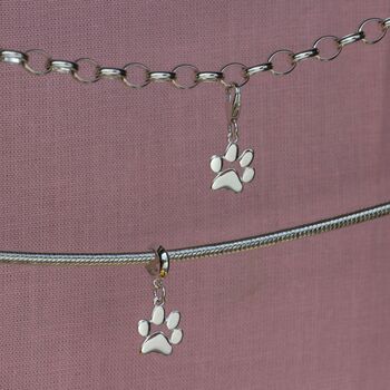 Sterling Silver Paw Print Charm, 2 of 5