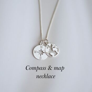 Dainty Compass And Map Charm Necklace Travel Christmas Gift, 10 of 10