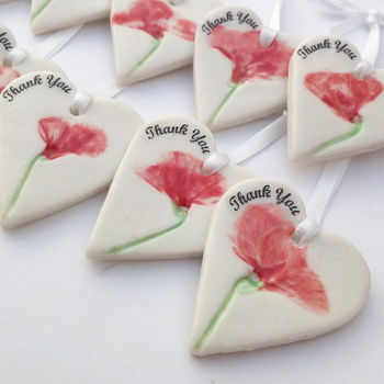 10 Personalised Wedding Favours Hanging Hearts, 4 of 5
