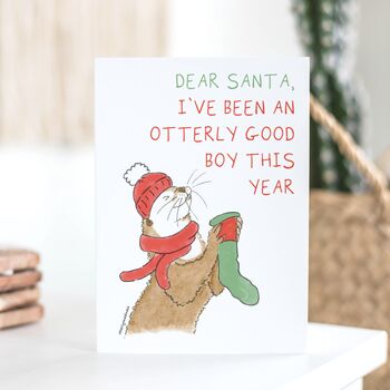 'Otterly Good Boy' Otter Christmas Card, 4 of 5