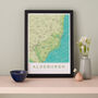 Framed And Personalised Aldeburgh Suffolk Map Print, thumbnail 4 of 6