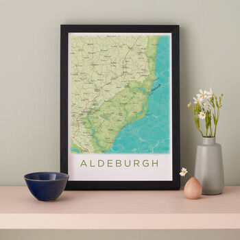 Framed And Personalised Aldeburgh Suffolk Map Print, 4 of 6