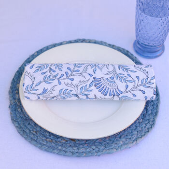 Blue And White Botanical Napkin Set, 3 of 4
