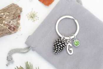 Personalised Pine Cone Keyring, Nature Lover Gift, 4 of 7
