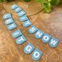 Ice Blue Christmas Bunting W/ Snow White Glitter Words, thumbnail 3 of 4