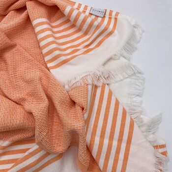 Leros Striped Peshtemal Towel Orange, 11 of 11