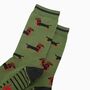 Men's Bamboo Socks Green Sausage Dog Cowboy, thumbnail 3 of 4