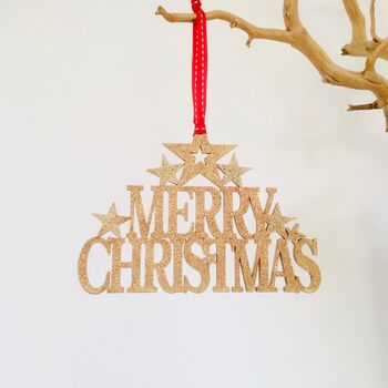 Gold Hand Painted Merry Christmas Sign, 6 of 8