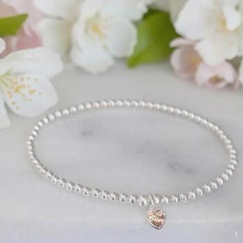 Sterling Silver November Topaz Heart Birthstone Bracelet, 6 of 9