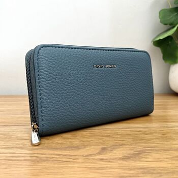 Faux Leather Textured Purse In Denim Blue, 2 of 3