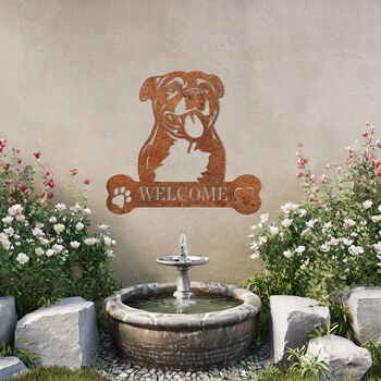 Custom Staffordshire Bull Terrier Welcome Metal Wall Art Sign For Dog Lovers Home Decor, 7 of 11