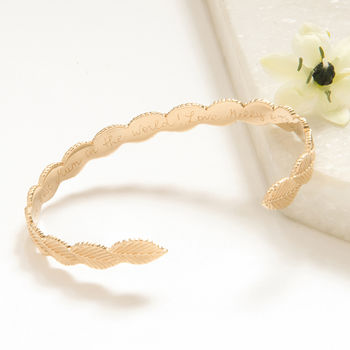 Personalised Open Leaf Bangle, 2 of 4