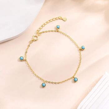 Delicate Turquoise Charm Bracelet, 4 of 11