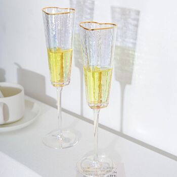 Pair Of Heart Gold Rim Champagne Glasses, 6 of 6