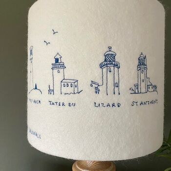 Embroidered Cornish Lighthouse Lampshade, 3 of 6