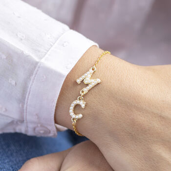 Personalised Double Pearl Initial Bracelet, 4 of 7